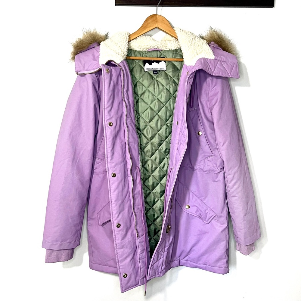 J. Crew Perfect Winter Parka in Violet Purple Sz Large - Picture 1 of 8